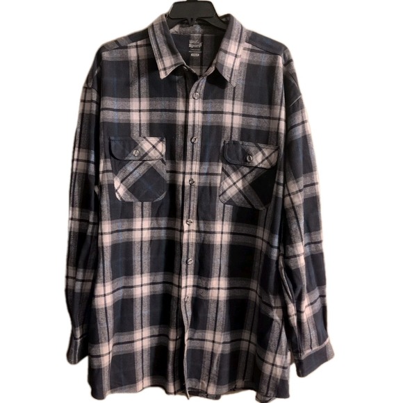 Work N' Sport Other - Work N' Sport 3XLT Black White Blue Plaid Long Sleeve Flannel Button Shirt EUC